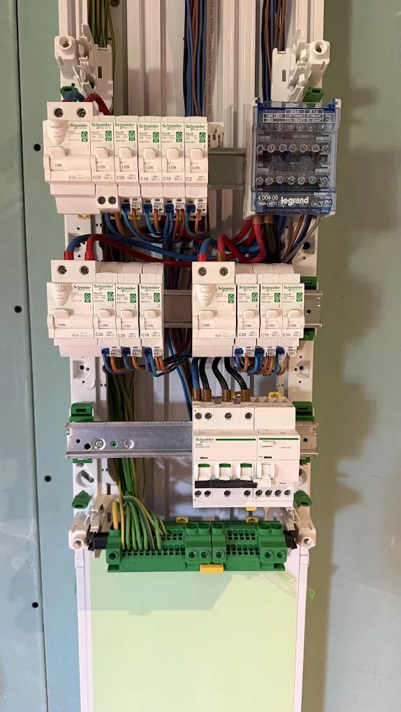 Tableau électrique en cours de câblage